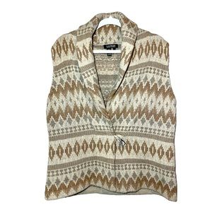 Lauren Ralph Lauren Tan Lambswool Tribal Knit Sweater Vest